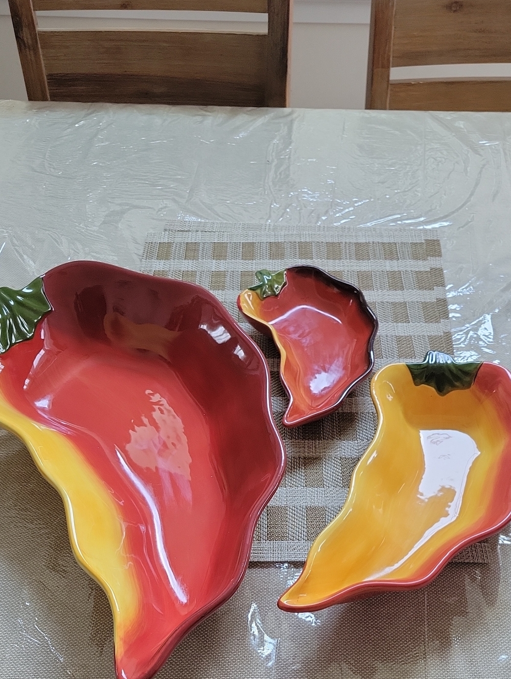 T.J.Maxx Red and Yellow Chili Pepper Ceramic Serving Bowls Set